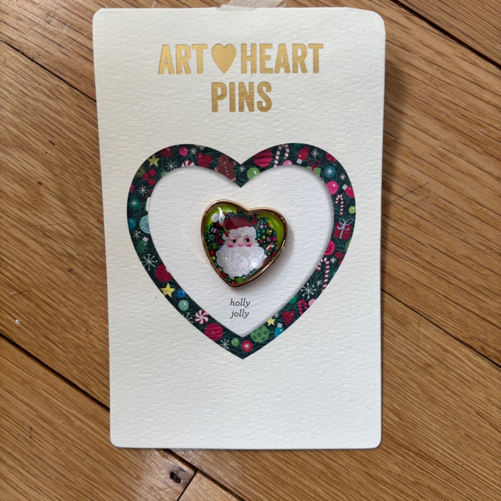 NWT Art Heart Christmas Santa Pin